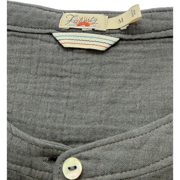 Faherty Dream Cotton Gauze Desmond Top Shirt Organic Cotton Gray Relaxed Size M - Picture 5 of 8